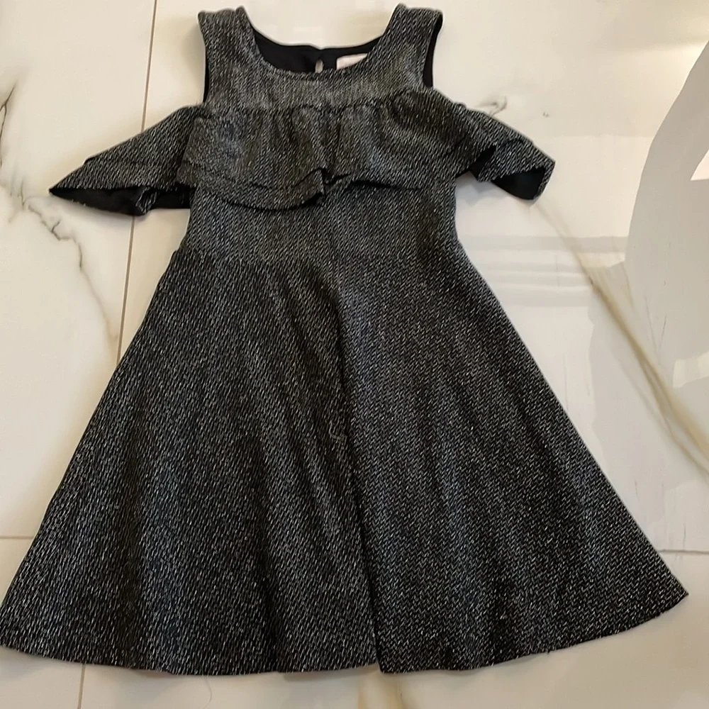 The Children’s Place Black Metallic Sleeveless Dress with Ruffle size S (5/6)